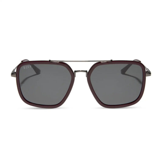 JORDAN - DARK CHERRY LACQUER + GREY GRADIENT + POLARIZED SUNGLASSES