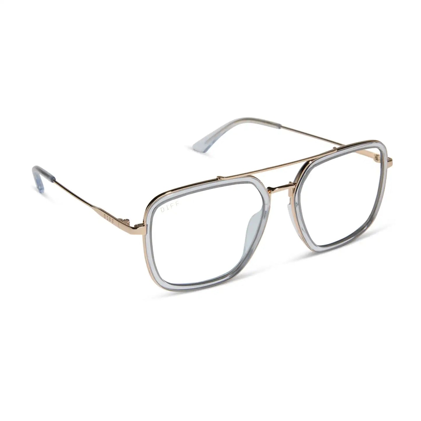 JORDAN - GOLD + CLEAR CRYSTAL TEMPLE TIPS + GLASSES