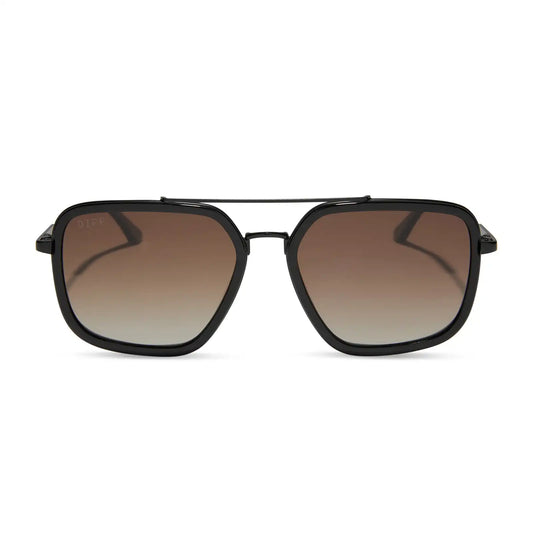 JORDAN - MATTE BLACK + BLACK TEMPLE TIPS + BROWN GRADIENT + POLARIZED SUNGLASSES