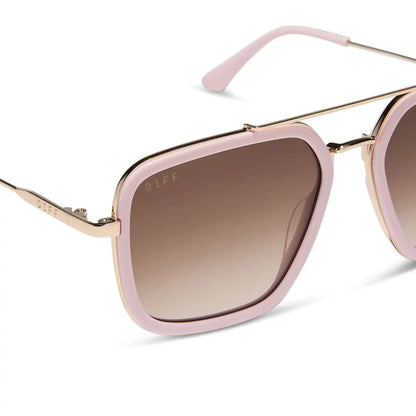 JORDAN - POWDER PINK + GOLD + BROWN GRADIENT SUNGLASSES