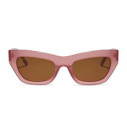 KATARINA - GUAVA + BROWN SUNGLASSES