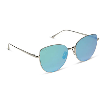 KINSLEY - SILVER + AQUATIC AWE MIRROR SUNGLASSES