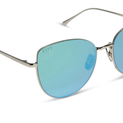 KINSLEY - SILVER + AQUATIC AWE MIRROR SUNGLASSES