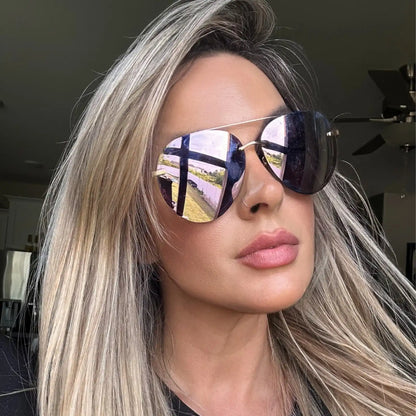 LENOX - BRUSHED GOLD + CHERRY BLOSSOM MIRROR SUNGLASSES