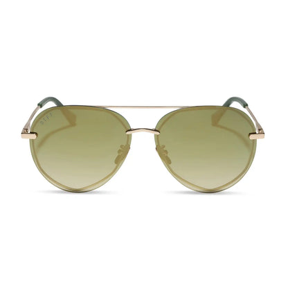 LENOX - GOLD + ALOE GREEN GRADIENT + LIGHT GOLD FLASH + POLARIZED SUNGLASSES