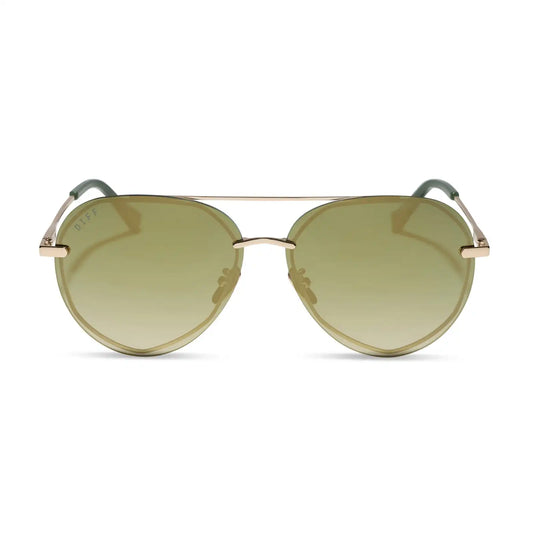 LENOX - GOLD + ALOE GREEN GRADIENT + LIGHT GOLD FLASH + POLARIZED SUNGLASSES