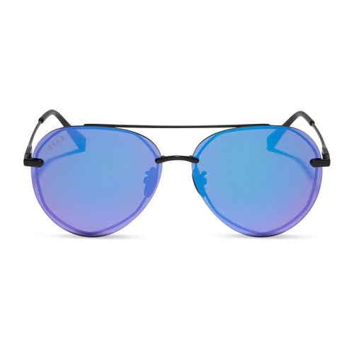 LENOX - MATTE BLACK + PURPLE MIRROR SUNGLASSES