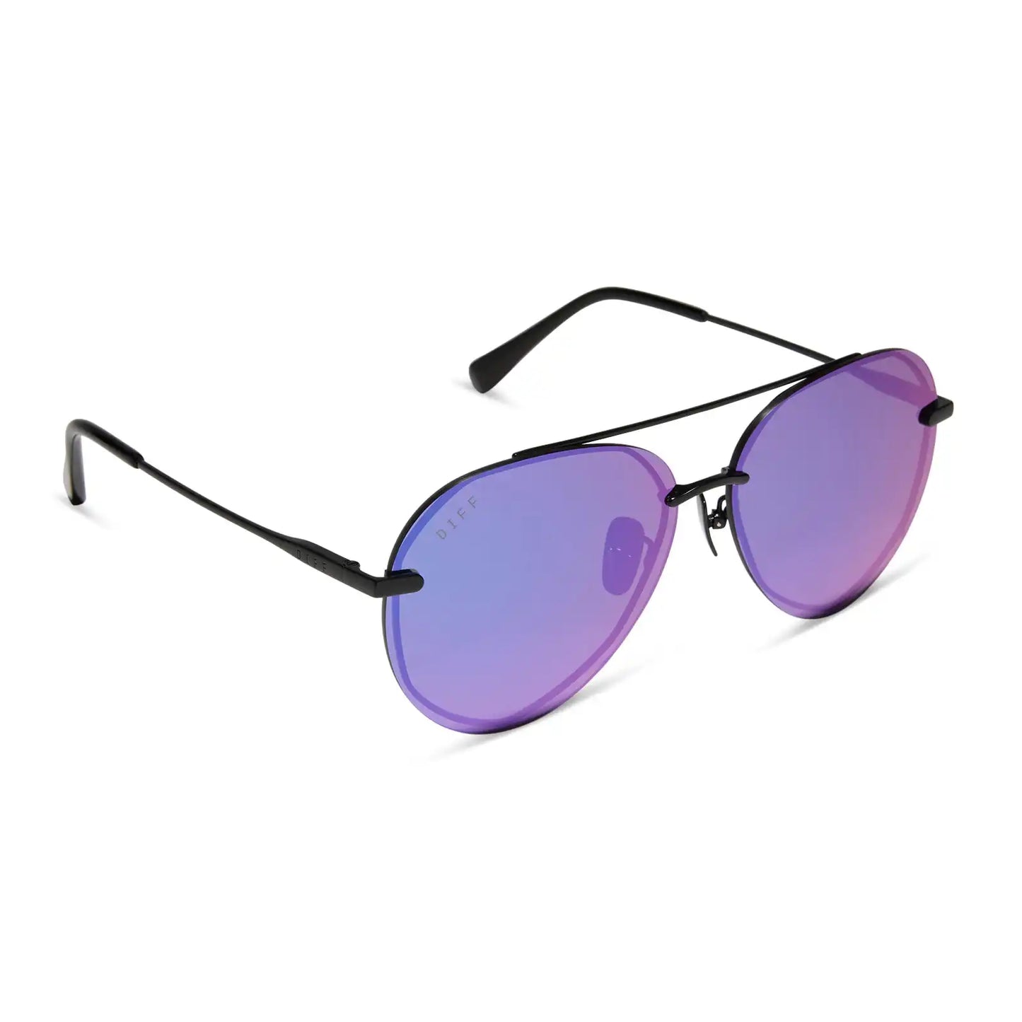 LENOX - MATTE BLACK + PURPLE MIRROR SUNGLASSES