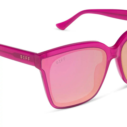MEREDITH II - BRIGHT TULIP + PINK MIRROR SUNGLASSES