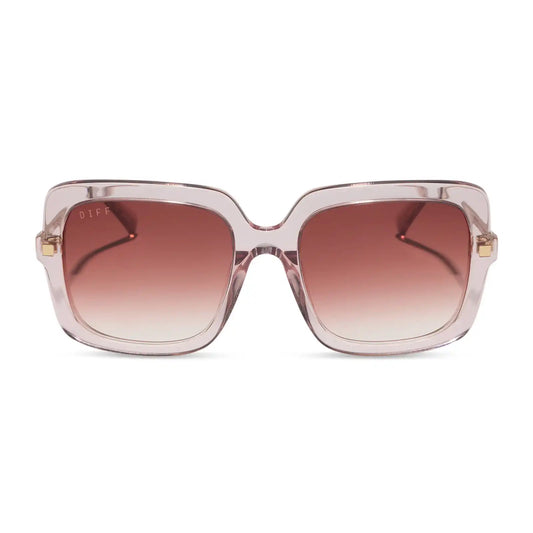 SANDRA - LIGHT PINK CRYSTAL + DUSK GRADIENT SUNGLASSES