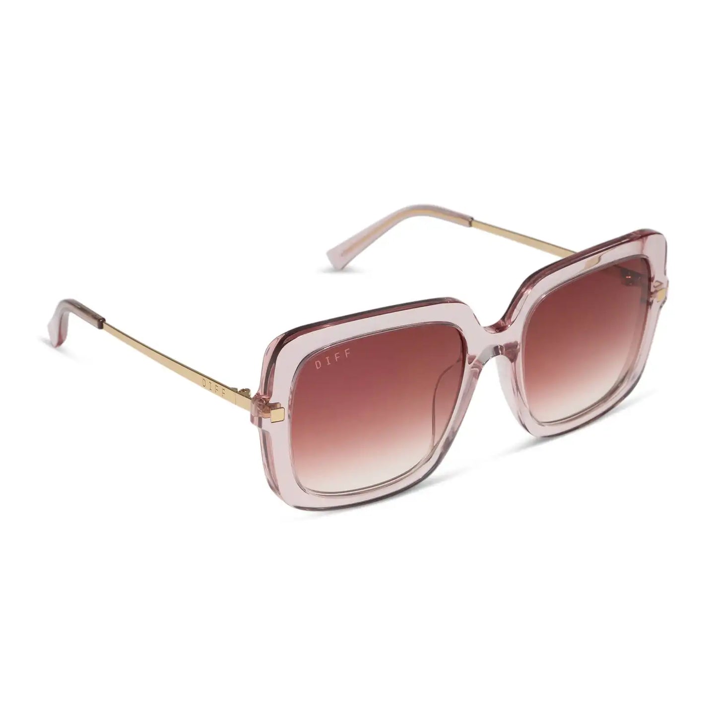 SANDRA - LIGHT PINK CRYSTAL + DUSK GRADIENT SUNGLASSES