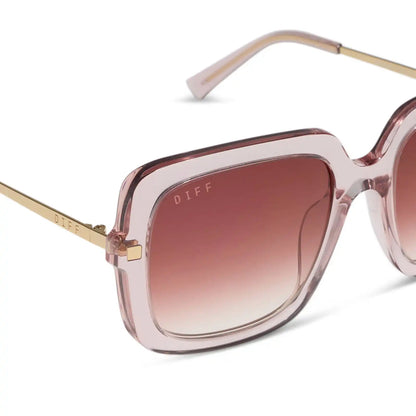 SANDRA - LIGHT PINK CRYSTAL + DUSK GRADIENT SUNGLASSES