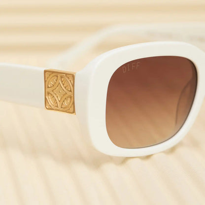ITALY - WHITE IVORY + RICH BROWN GRADIENT SUNGLASSES