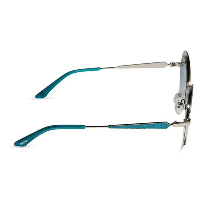 BIANCA BARCLAY - GLITTERY SIREN TEAL + SILVER + TEAL TO GREY SUNGLASSES