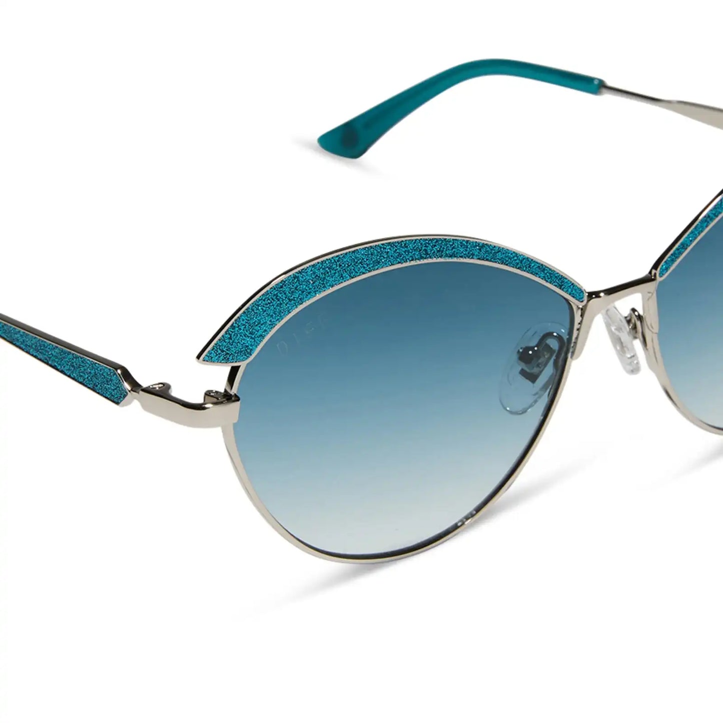 BIANCA BARCLAY - GLITTERY SIREN TEAL + SILVER + TEAL TO GREY SUNGLASSES
