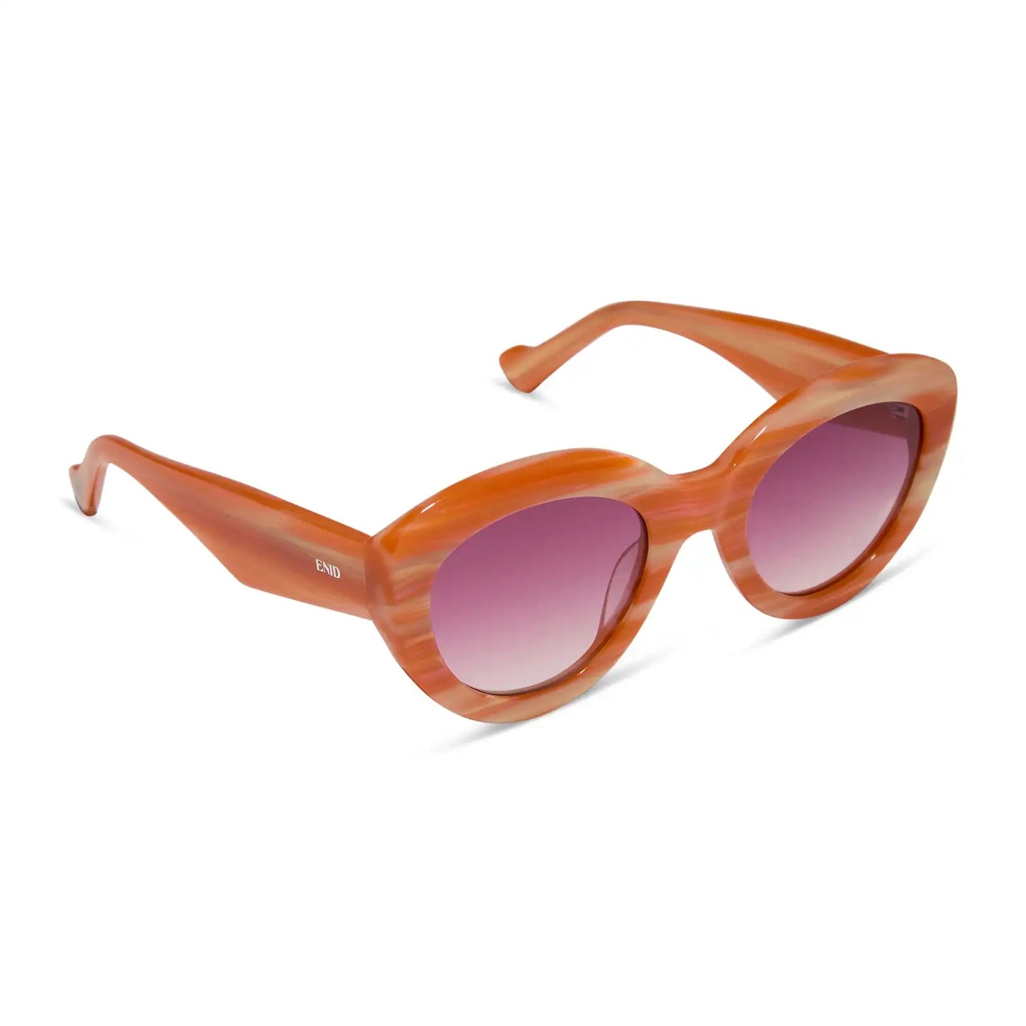 ENID SINCLAIR - ENIDS PINK + ORANGE STRIPE SWEATER + ROSY HIGHLIGHT SUNGLASSES