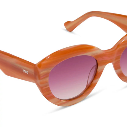 ENID SINCLAIR - ENIDS PINK + ORANGE STRIPE SWEATER + ROSY HIGHLIGHT SUNGLASSES