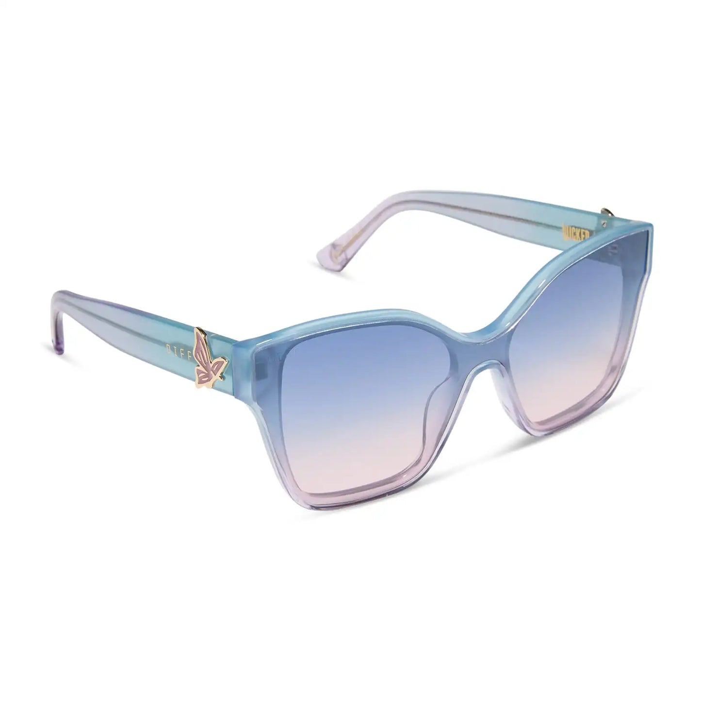 GLINDA UPLAND BUTTERFLY - IRIDESCENT PASTEL BLUE + LAVENDER + OPALESCENT GRADIENT PINK SUNGLASSES