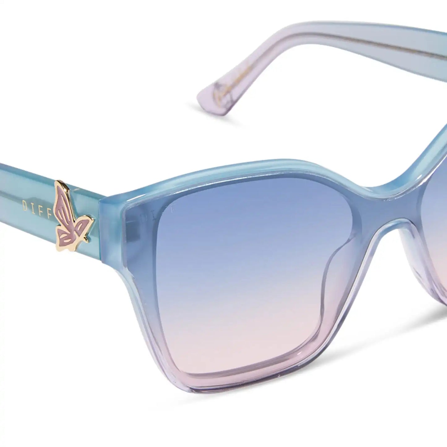 GLINDA UPLAND BUTTERFLY - IRIDESCENT PASTEL BLUE + LAVENDER + OPALESCENT GRADIENT PINK SUNGLASSES