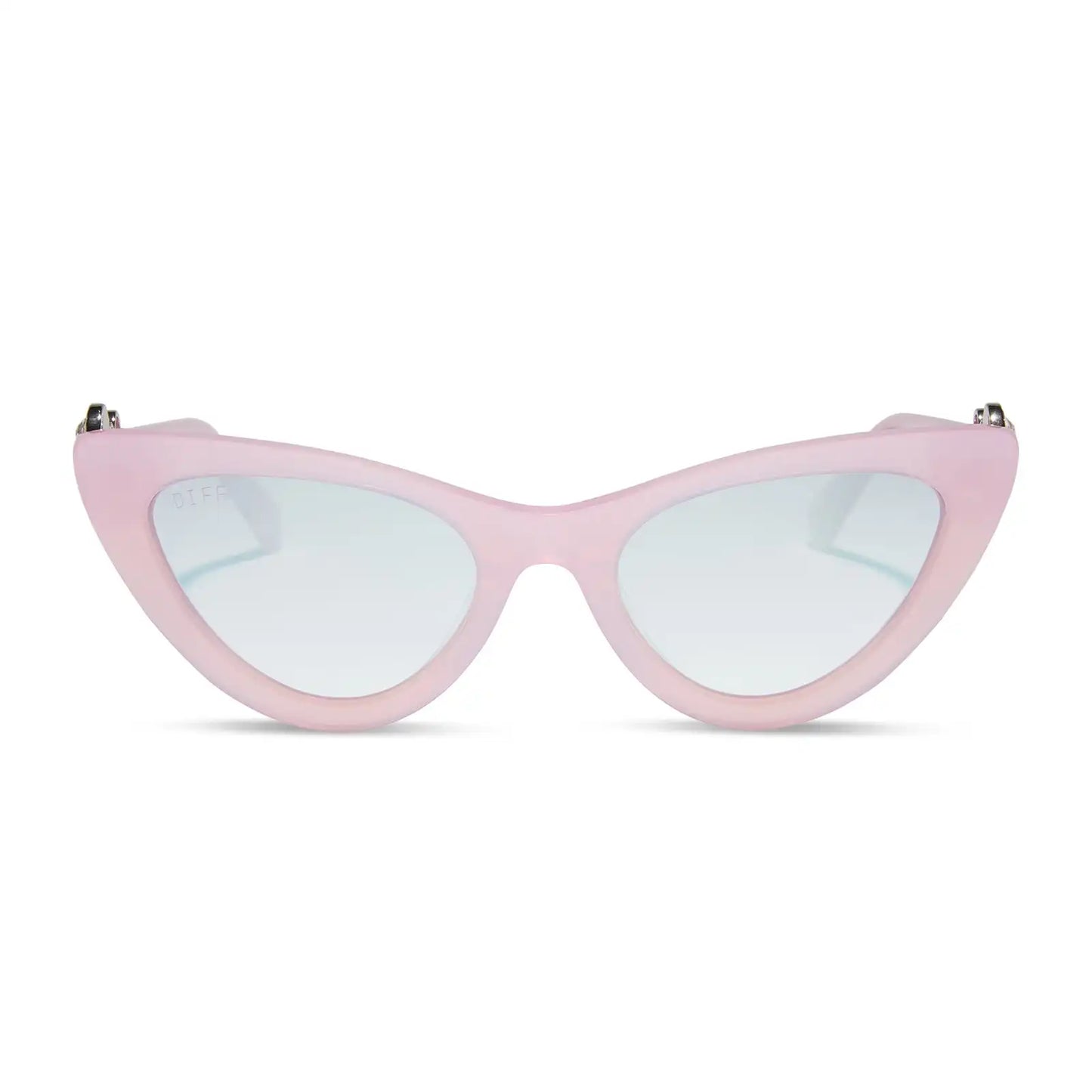 GLINDA UPLAND FOR GOOD - GLASSY PINK CRYSTAL + SILVER FLASH SUNGLASSES