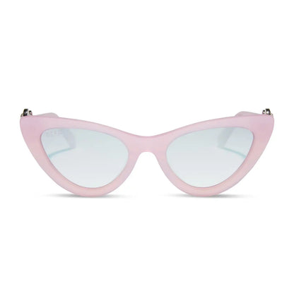 GLINDA UPLAND FOR GOOD - GLASSY PINK CRYSTAL + SILVER FLASH SUNGLASSES