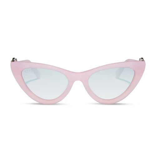 GLINDA UPLAND FOR GOOD - GLASSY PINK CRYSTAL + SILVER FLASH SUNGLASSES