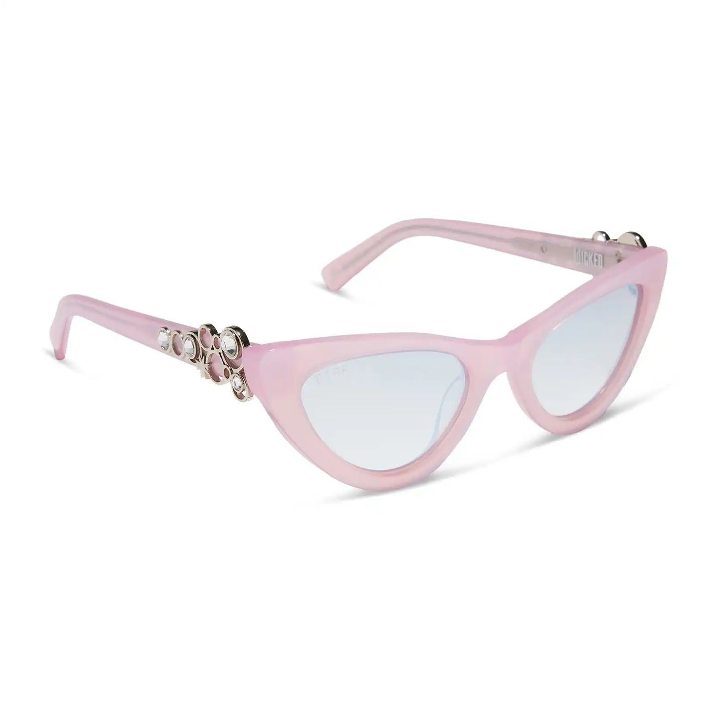 GLINDA UPLAND FOR GOOD - GLASSY PINK CRYSTAL + SILVER FLASH SUNGLASSES