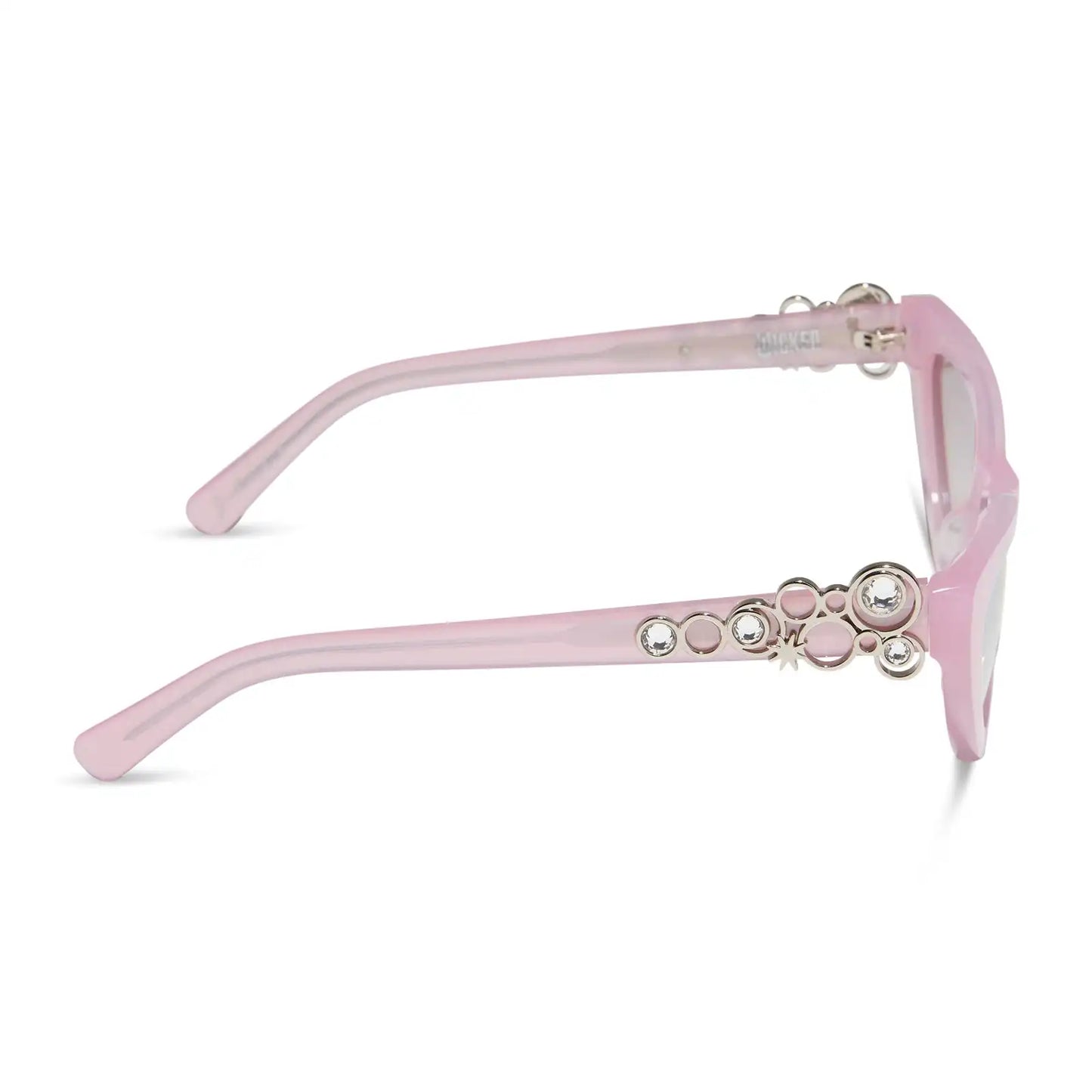 GLINDA UPLAND FOR GOOD - GLASSY PINK CRYSTAL + SILVER FLASH SUNGLASSES