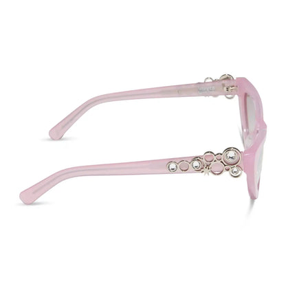 GLINDA UPLAND FOR GOOD - GLASSY PINK CRYSTAL + SILVER FLASH SUNGLASSES