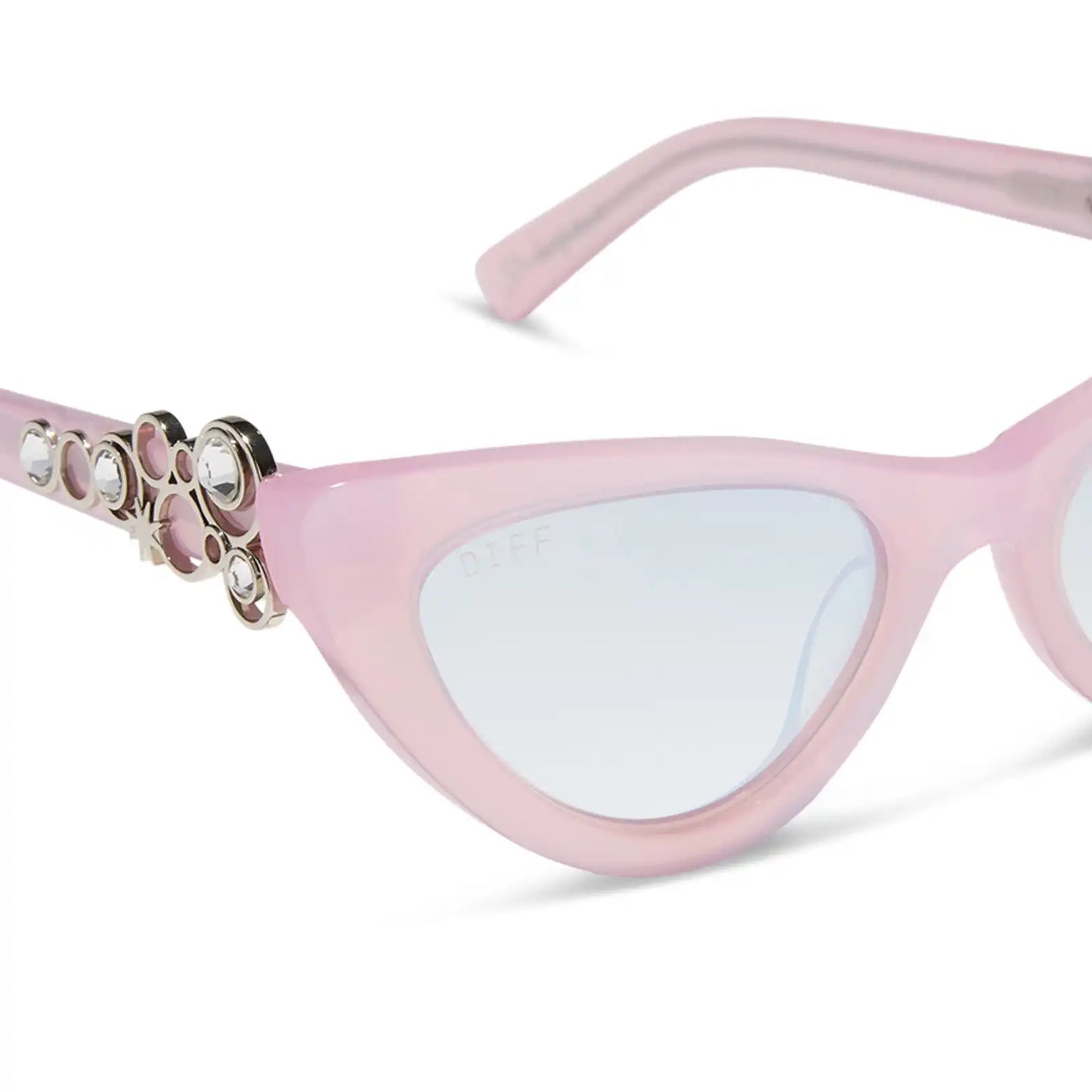 GLINDA UPLAND FOR GOOD - GLASSY PINK CRYSTAL + SILVER FLASH SUNGLASSES