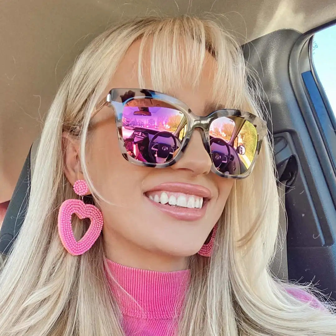 BELLA - CREAM TORTOISE + PINK MIRROR SUNGLASSES