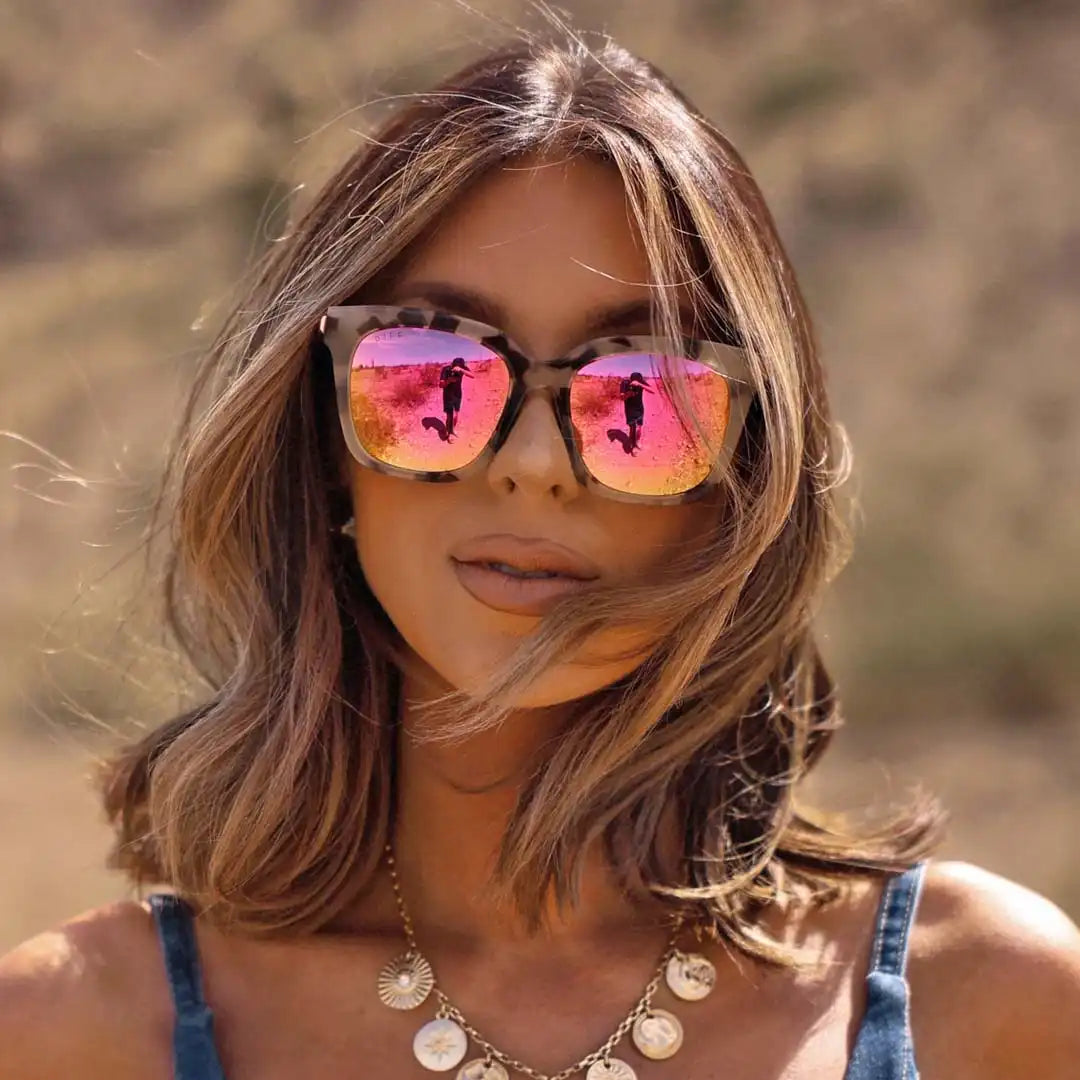 BELLA - CREAM TORTOISE + PINK MIRROR SUNGLASSES