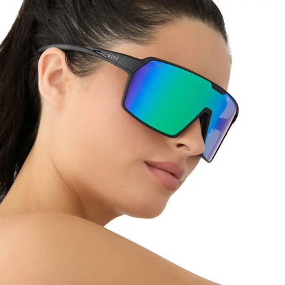 CHARGE - MATTE BLACK + GREEN MIRROR + POLARIZED SUNGLASSES