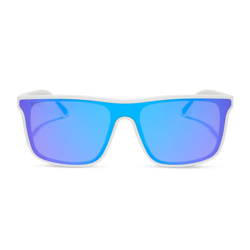 FLASH - MATTE WHITE + PURPLE MIRROR + POLARIZED SUNGLASSES
