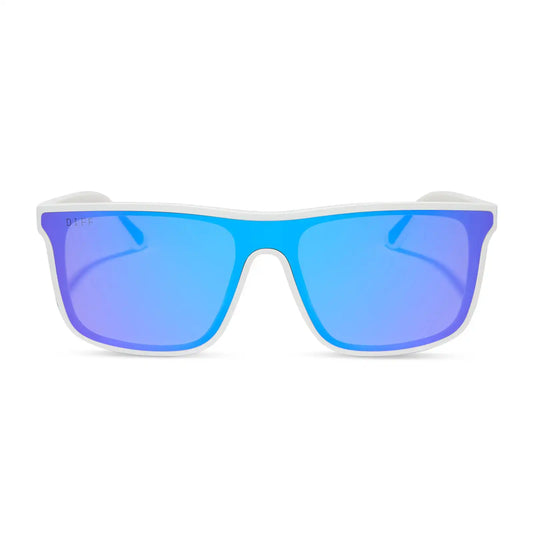 FLASH - MATTE WHITE + PURPLE MIRROR + POLARIZED SUNGLASSES