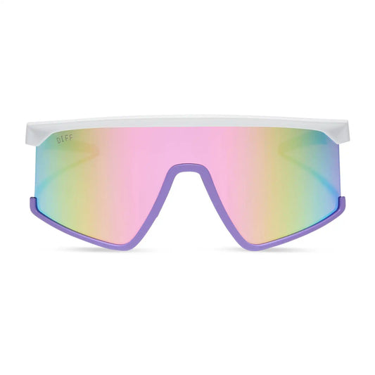 SPIKE - MATTE WHITE LAVENDER + RAINBOW MIRROR + POLARIZED SUNGLASSES