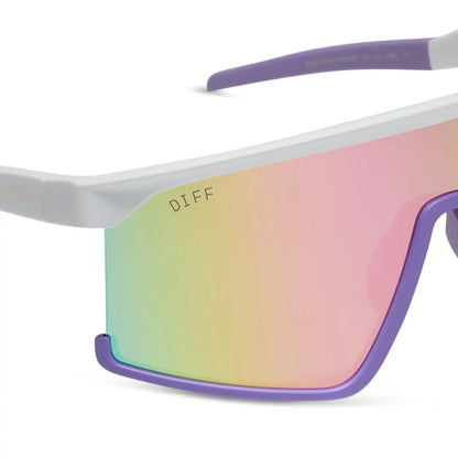 SPIKE - MATTE WHITE LAVENDER + RAINBOW MIRROR + POLARIZED SUNGLASSES