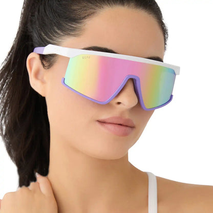 SPIKE - MATTE WHITE LAVENDER + RAINBOW MIRROR + POLARIZED SUNGLASSES
