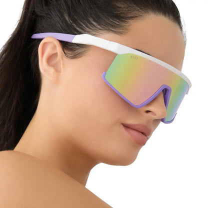 SPIKE - MATTE WHITE LAVENDER + RAINBOW MIRROR + POLARIZED SUNGLASSES