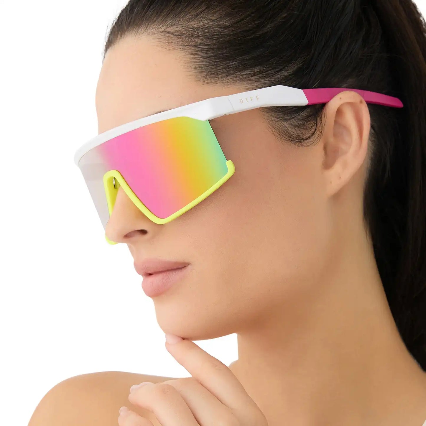 SPIKE - MATTE WHITE + PINK RUSH MIRROR + POLARIZED SUNGLASSES