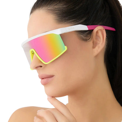 SPIKE - MATTE WHITE + PINK RUSH MIRROR + POLARIZED SUNGLASSES