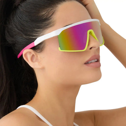 SPIKE - MATTE WHITE + PINK RUSH MIRROR + POLARIZED SUNGLASSES