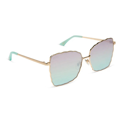 ARIEL 2.0 - SHIMMERING GOLD + IRIDESCENT SEA FOAM TO BLUE GRADIENT SUNGLASSES