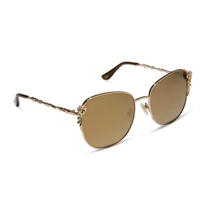 BELLE - GOLD + BROWN LENS W/ GOLD FLASH + POLARIZED SUNGLASSES