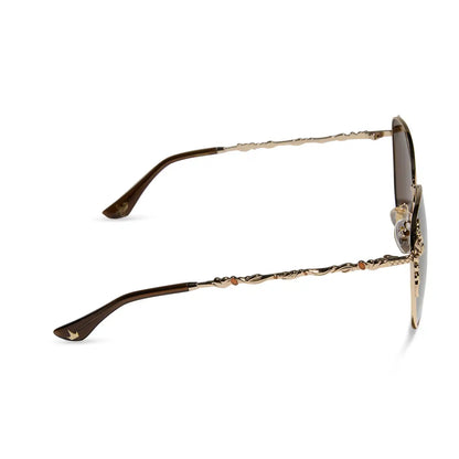 BELLE - GOLD + BROWN LENS W/ GOLD FLASH + POLARIZED SUNGLASSES