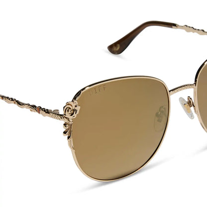 BELLE - GOLD + BROWN LENS W/ GOLD FLASH + POLARIZED SUNGLASSES