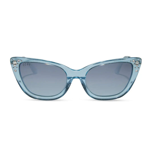 CINDERELLA - BLUE CRYSTAL GLITTER + BLUE DUST GRADIENT + POLARIZED SUNGLASSES