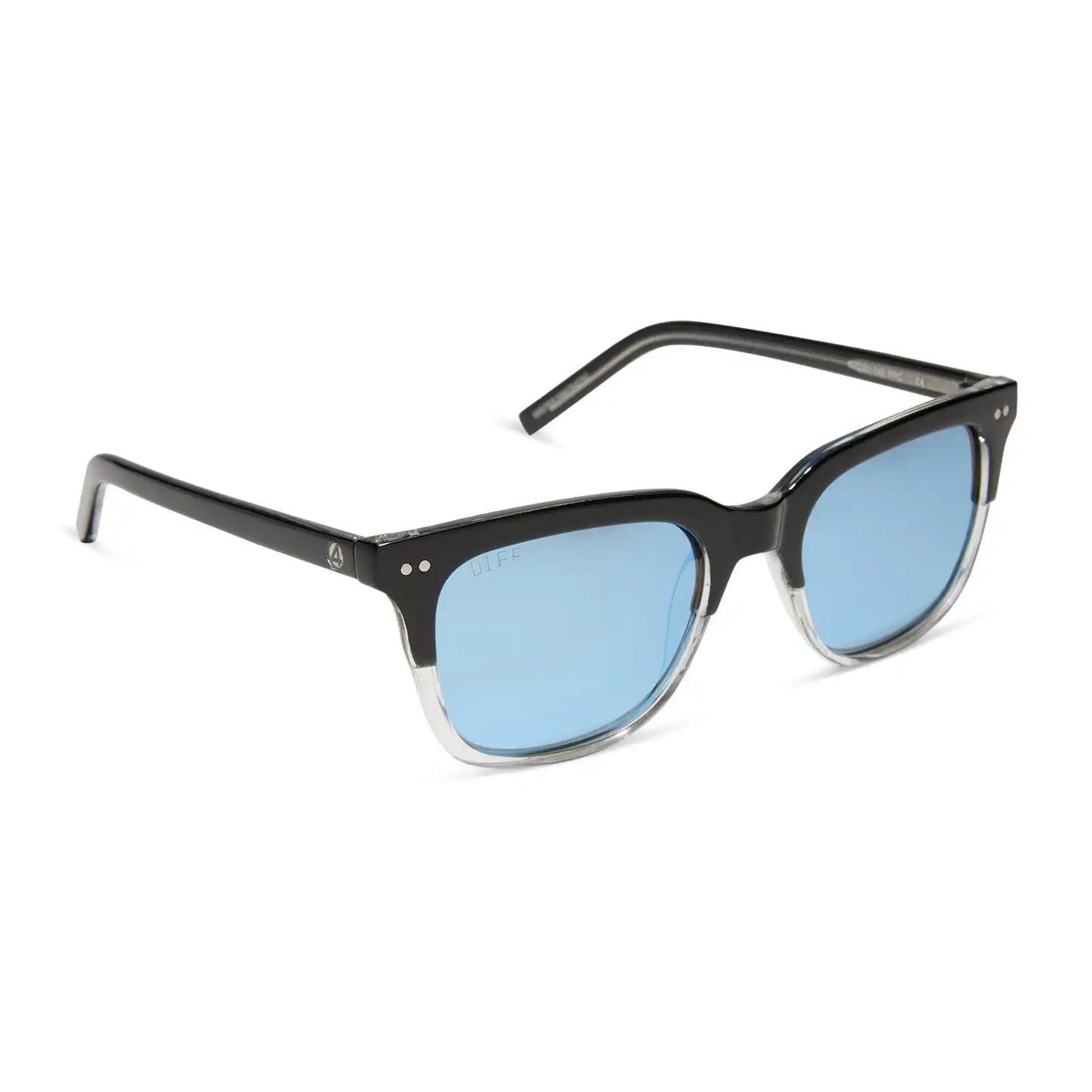 MR. FANTASTIC™ - RETRO BLACK TO CLEAR GRADIENT + QUANTUM BLUE MIRROR + POLARIZED SUNGLASSES