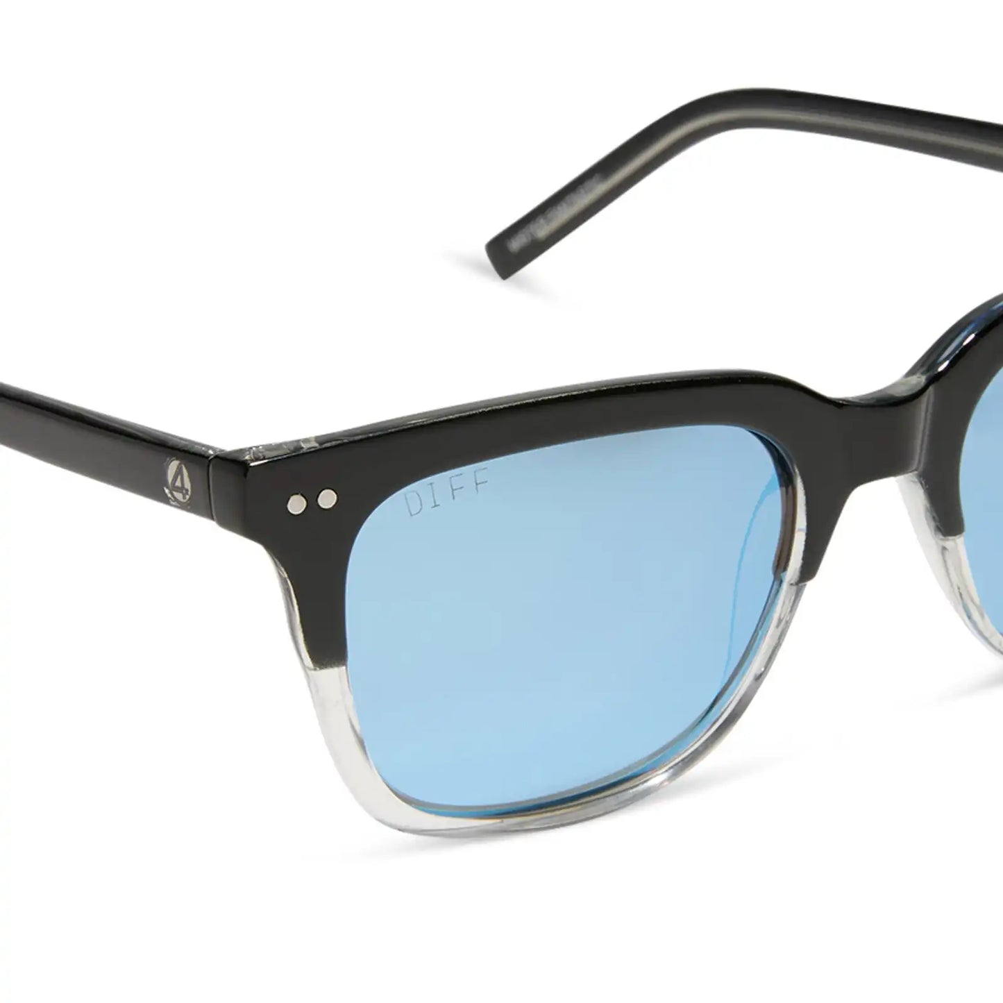 MR. FANTASTIC™ - RETRO BLACK TO CLEAR GRADIENT + QUANTUM BLUE MIRROR + POLARIZED SUNGLASSES