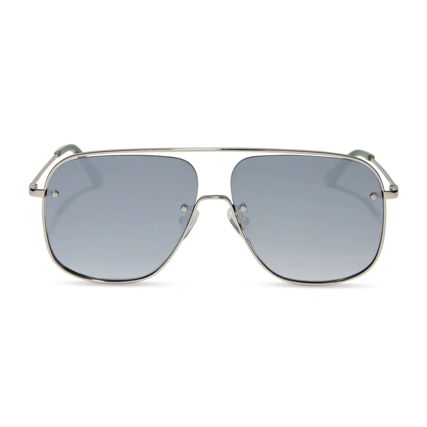 CYNTHIA - SILVER + ALPINE TEMPLE TIPS + GREY GRADIENT WITH SILVER FLASH + POLARIZED SUNGLASSES